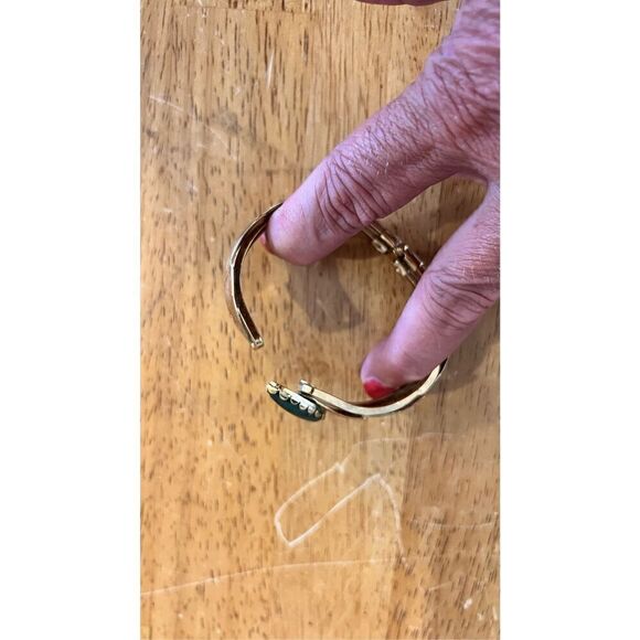 Karatclad by Bell Vintage Gold Tone Bracelet Jade Stone - Picture 9 of 13